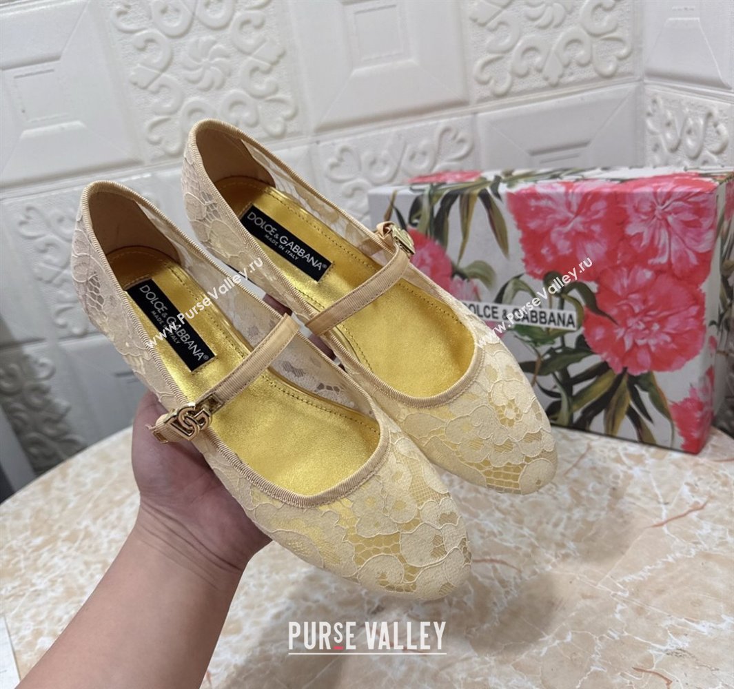 Dolce Gabbana Lace Ballet Flats Yellow 2025 DG042801 (MD-250428137)