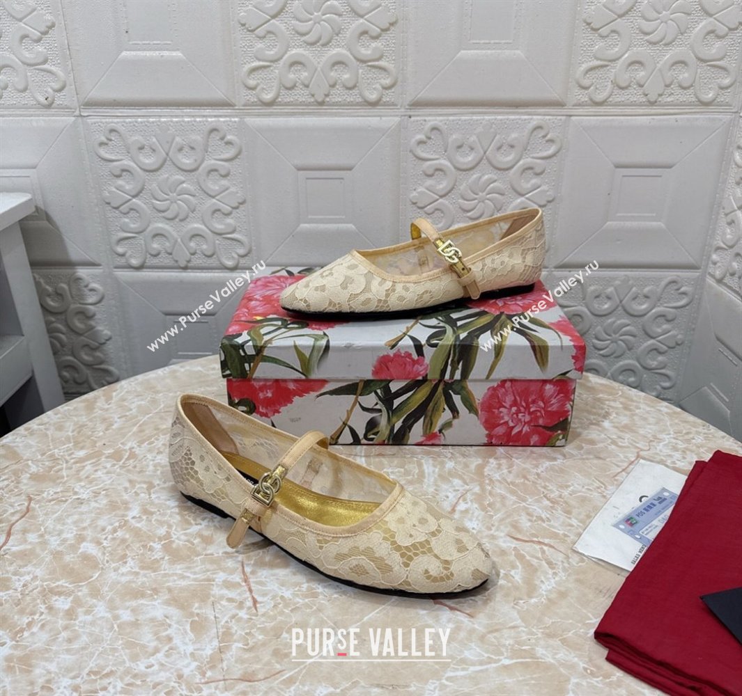 Dolce Gabbana Lace Ballet Flats Yellow 2025 DG042801 (MD-250428137)