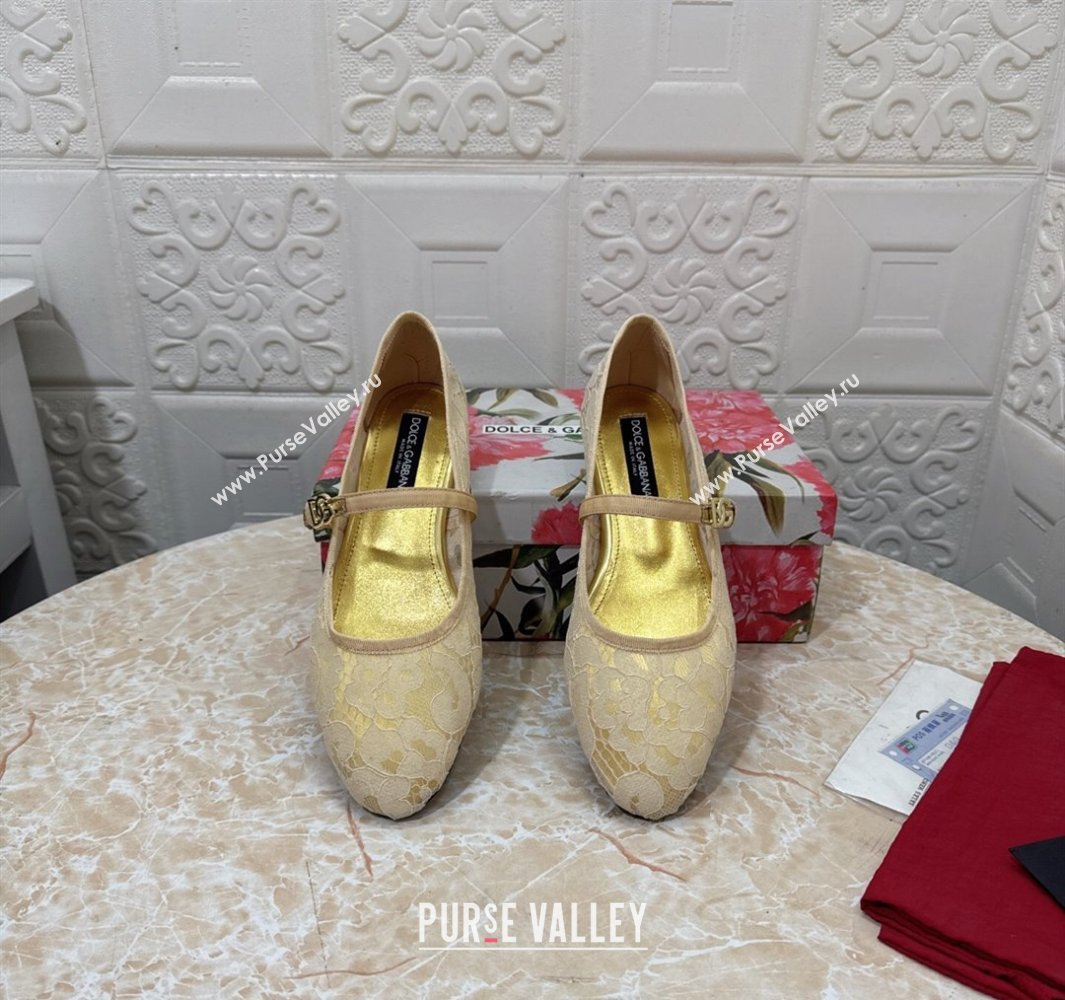 Dolce Gabbana Lace Ballet Flats Yellow 2025 DG042801 (MD-250428137)