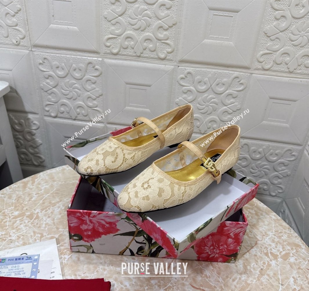 Dolce Gabbana Lace Ballet Flats Yellow 2025 DG042801 (MD-250428137)