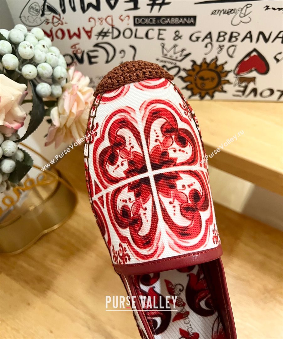 Dolce Gabbana Majolica-print Canvas Espadrilles Flat Red 2025 (MD-250604144)