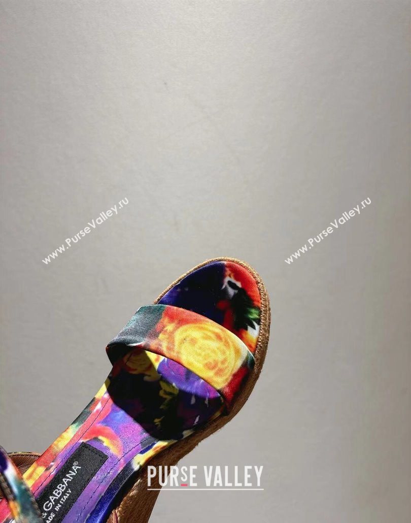 Dolce Gabbana Printed Wedge Sandals 10cm Purple 2025 0604 (MD-250604135)