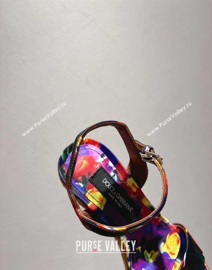 Dolce Gabbana Printed Wedge Sandals 10cm Purple 2025 0604 (MD-250604135)