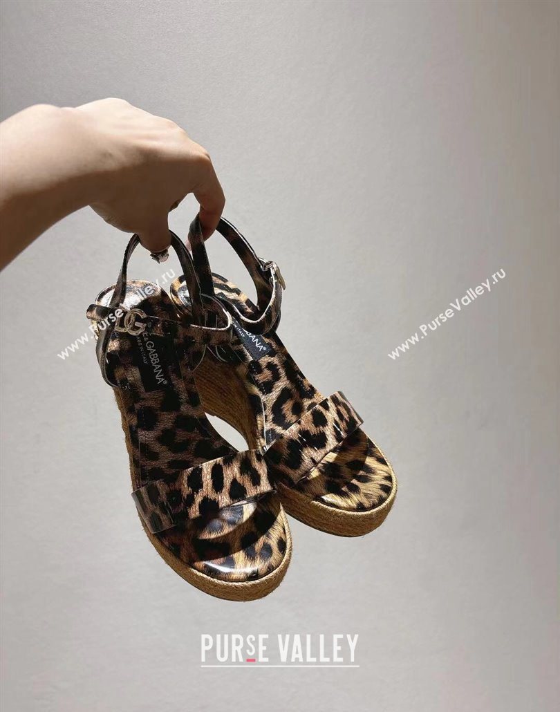 Dolce Gabbana Printed Wedge Sandals 10cm Brown 2025 0604 (MD-250604134)