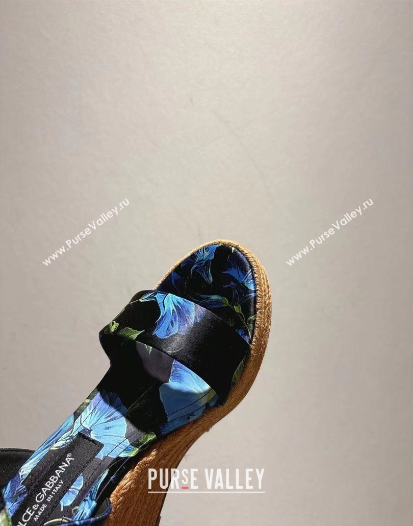 Dolce Gabbana Printed Wedge Sandals 10cm Blue 2025 0604 (MD-250604136)