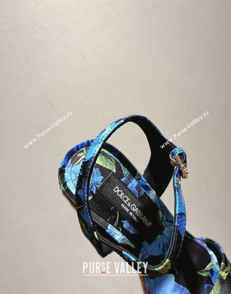 Dolce Gabbana Printed Wedge Sandals 10cm Blue 2025 0604 (MD-250604136)