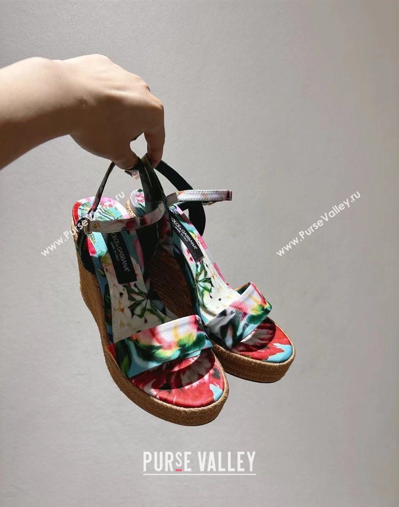 Dolce Gabbana Printed Wedge Sandals 10cm Multicolor 2025 0604 (MD-250604137)