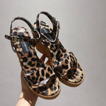 Dolce Gabbana Printed Wedge Sandals 10cm Brown 2025 0604 (MD-250604134)