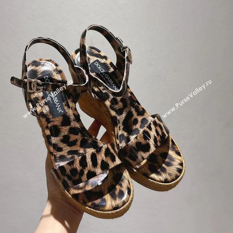 Dolce Gabbana Printed Wedge Sandals 10cm Brown 2025 0604 (MD-250604134)