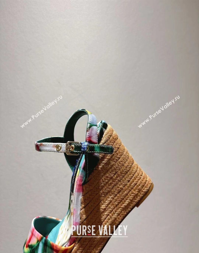 Dolce Gabbana Printed Wedge Sandals 10cm Multicolor 2025 0604 (MD-250604137)