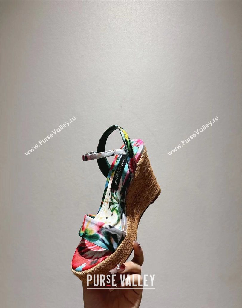Dolce Gabbana Printed Wedge Sandals 10cm Multicolor 2025 0604 (MD-250604137)