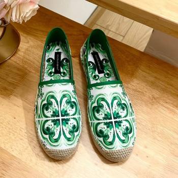 Dolce Gabbana Majolica-print Canvas Espadrilles Flat Green 2025 (MD-250604141)
