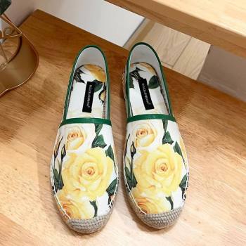 Dolce Gabbana Flower-print Canvas Espadrilles Flat Yellow 2025 (MD-250604142)