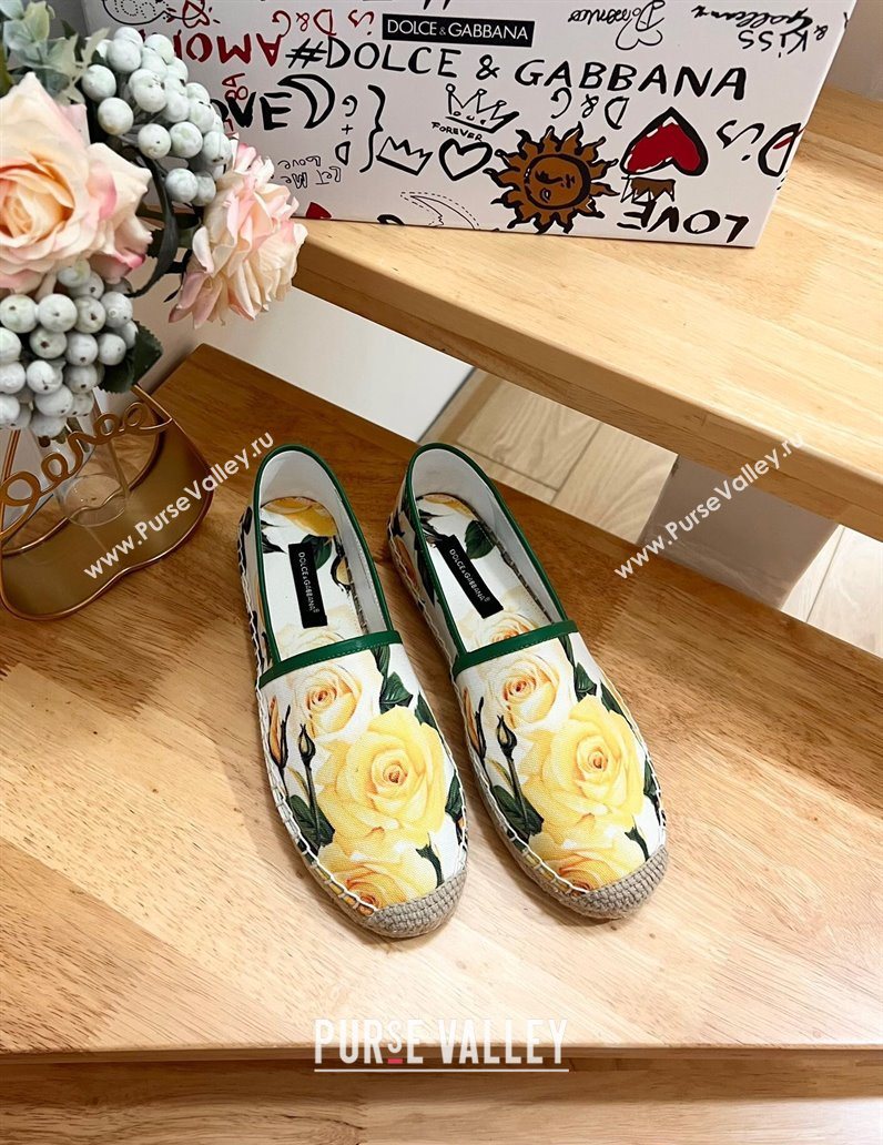 Dolce Gabbana Flower-print Canvas Espadrilles Flat Yellow 2025 (MD-250604142)