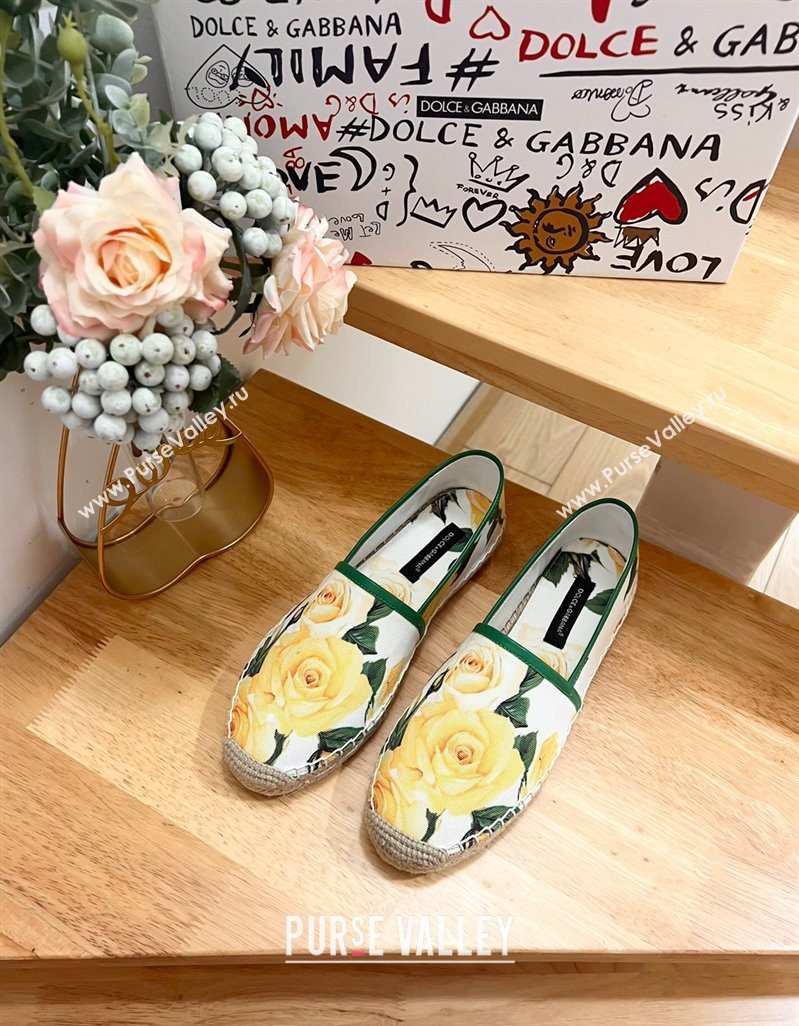 Dolce Gabbana Flower-print Canvas Espadrilles Flat Yellow 2025 (MD-250604142)