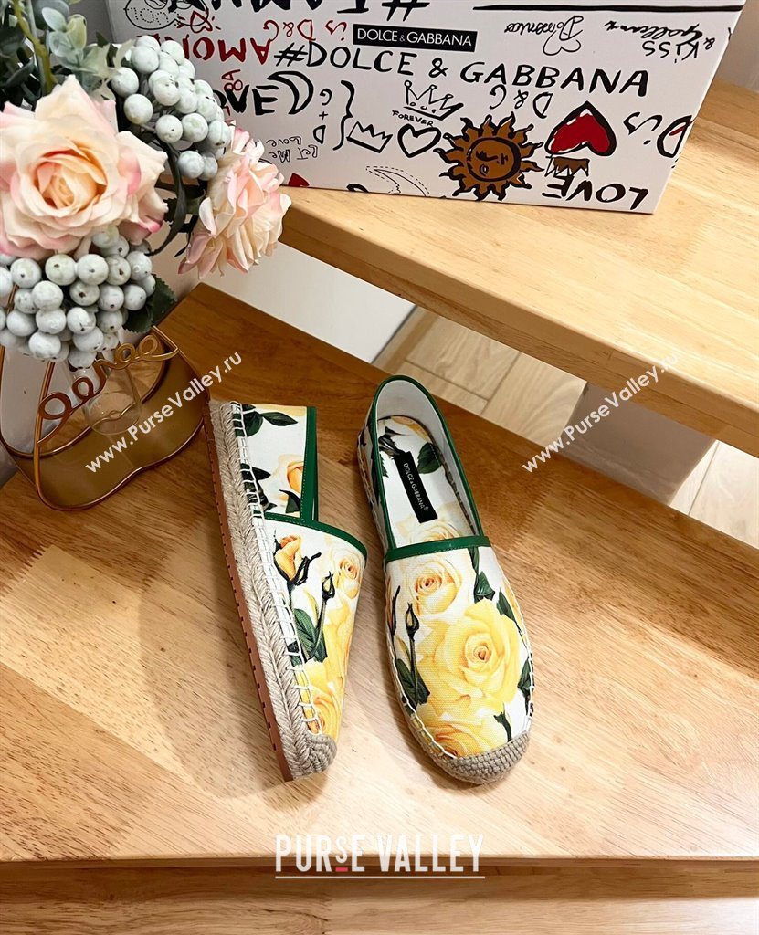Dolce Gabbana Flower-print Canvas Espadrilles Flat Yellow 2025 (MD-250604142)