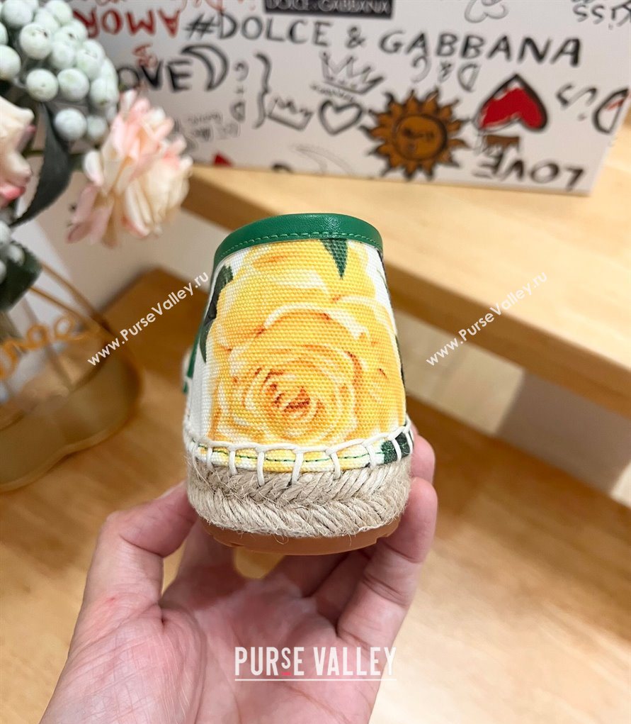 Dolce Gabbana Flower-print Canvas Espadrilles Flat Yellow 2025 (MD-250604142)