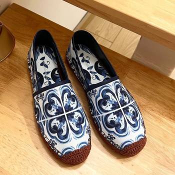 Dolce Gabbana Majolica-print Canvas Espadrilles Flat Blue 2025 (MD-250604143)