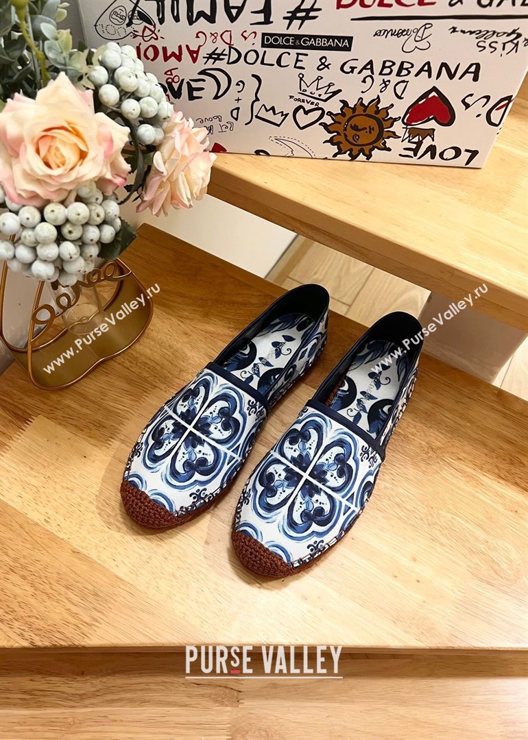 Dolce Gabbana Majolica-print Canvas Espadrilles Flat Blue 2025 (MD-250604143)