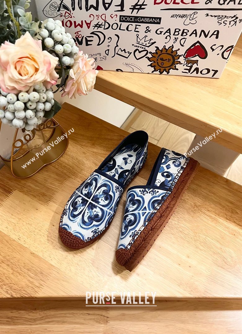 Dolce Gabbana Majolica-print Canvas Espadrilles Flat Blue 2025 (MD-250604143)