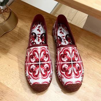 Dolce Gabbana Majolica-print Canvas Espadrilles Flat Red 2025 (MD-250604144)