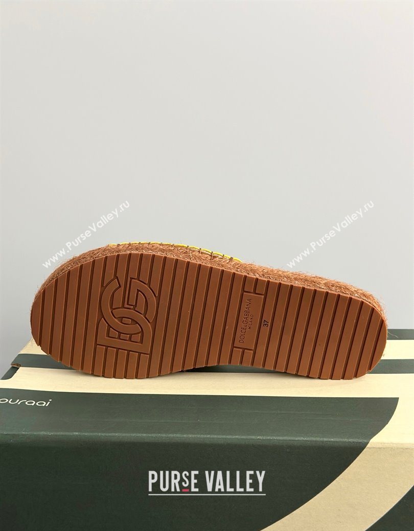 Dolce Gabbana Espadrille Flat Sliders Sandal in Majolica Embroidery Yellow 2025 (MD-250825135)