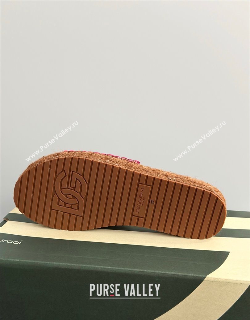 Dolce Gabbana Espadrille Flat Sliders Sandal in Majolica Embroidery Pink 2025 (MD-250825136)
