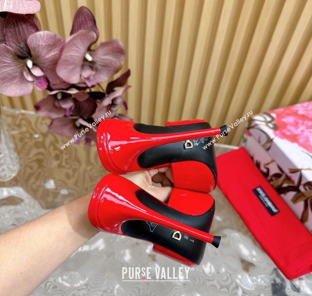 Dolce Gabbana Patent Leather Heel Slides Sandal 10cm with DG Logo Red 2025 DG121103 (MD-251211081)
