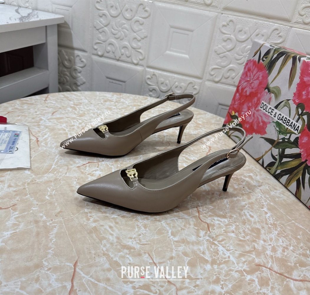 Dolce Gabbana Lollo Nappa Leather slingbacks Pump 6.5cm Grey 2025 DG121106 (MD-251211102)