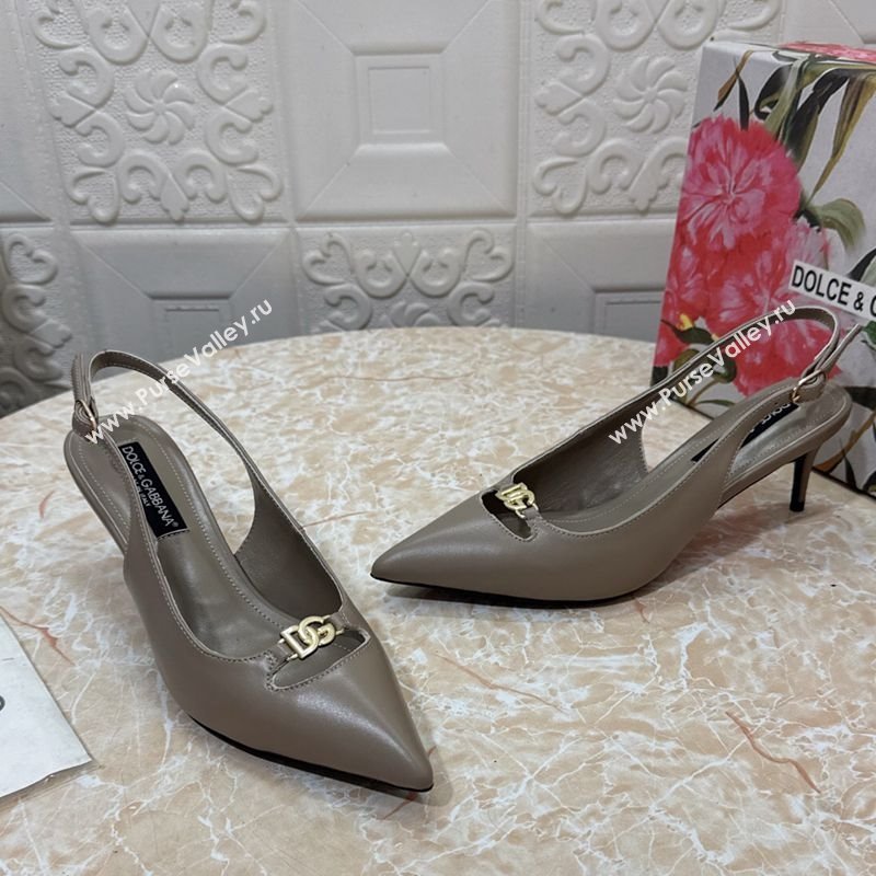 Dolce Gabbana Lollo Nappa Leather slingbacks Pump 6.5cm Grey 2025 DG121106 (MD-251211102)