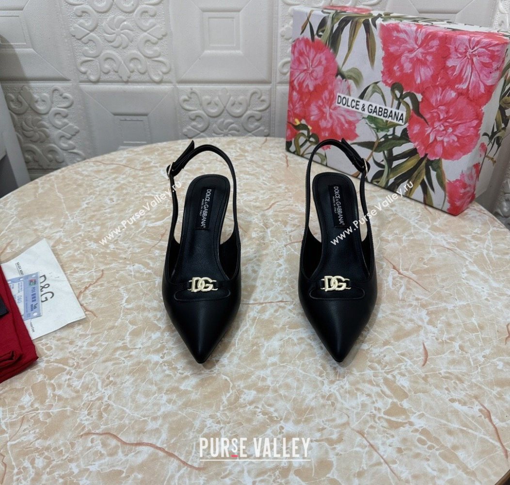 Dolce Gabbana Lollo Nappa Leather slingbacks Pump 6.5cm Black 2025 DG121106 (MD-251211103)