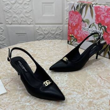 Dolce Gabbana Lollo Nappa Leather slingbacks Pump 6.5cm Black 2025 DG121106 (MD-251211103)