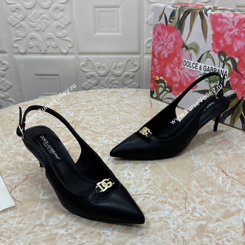 Dolce Gabbana Lollo Nappa Leather slingbacks Pump 6.5cm Black 2025 DG121106 (MD-251211103)
