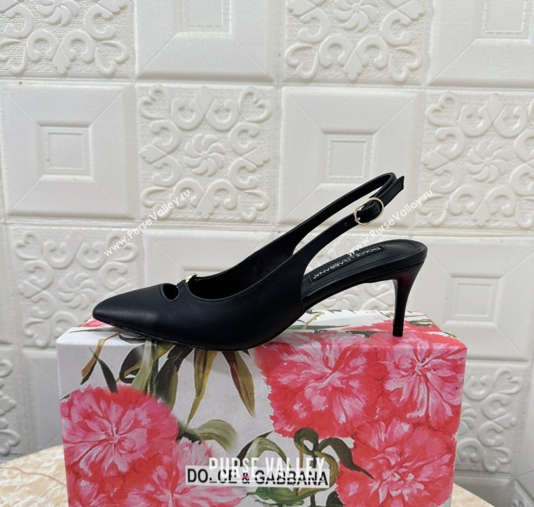 Dolce Gabbana Lollo Nappa Leather slingbacks Pump 6.5cm Black 2025 DG121106 (MD-251211103)