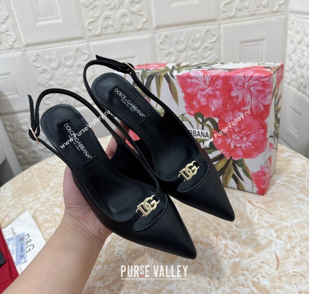 Dolce Gabbana Lollo Nappa Leather slingbacks Pump 6.5cm Black 2025 DG121106 (MD-251211103)