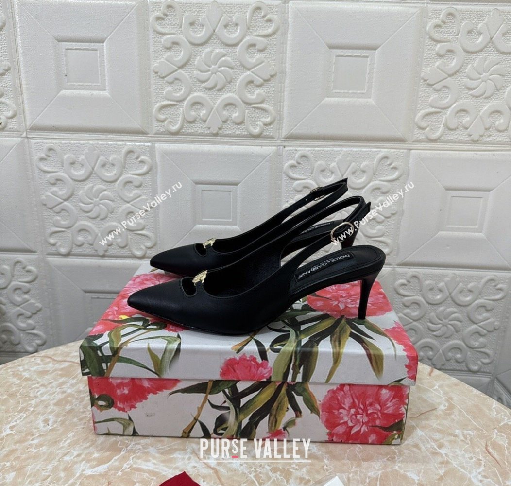 Dolce Gabbana Lollo Nappa Leather slingbacks Pump 6.5cm Black 2025 DG121106 (MD-251211103)