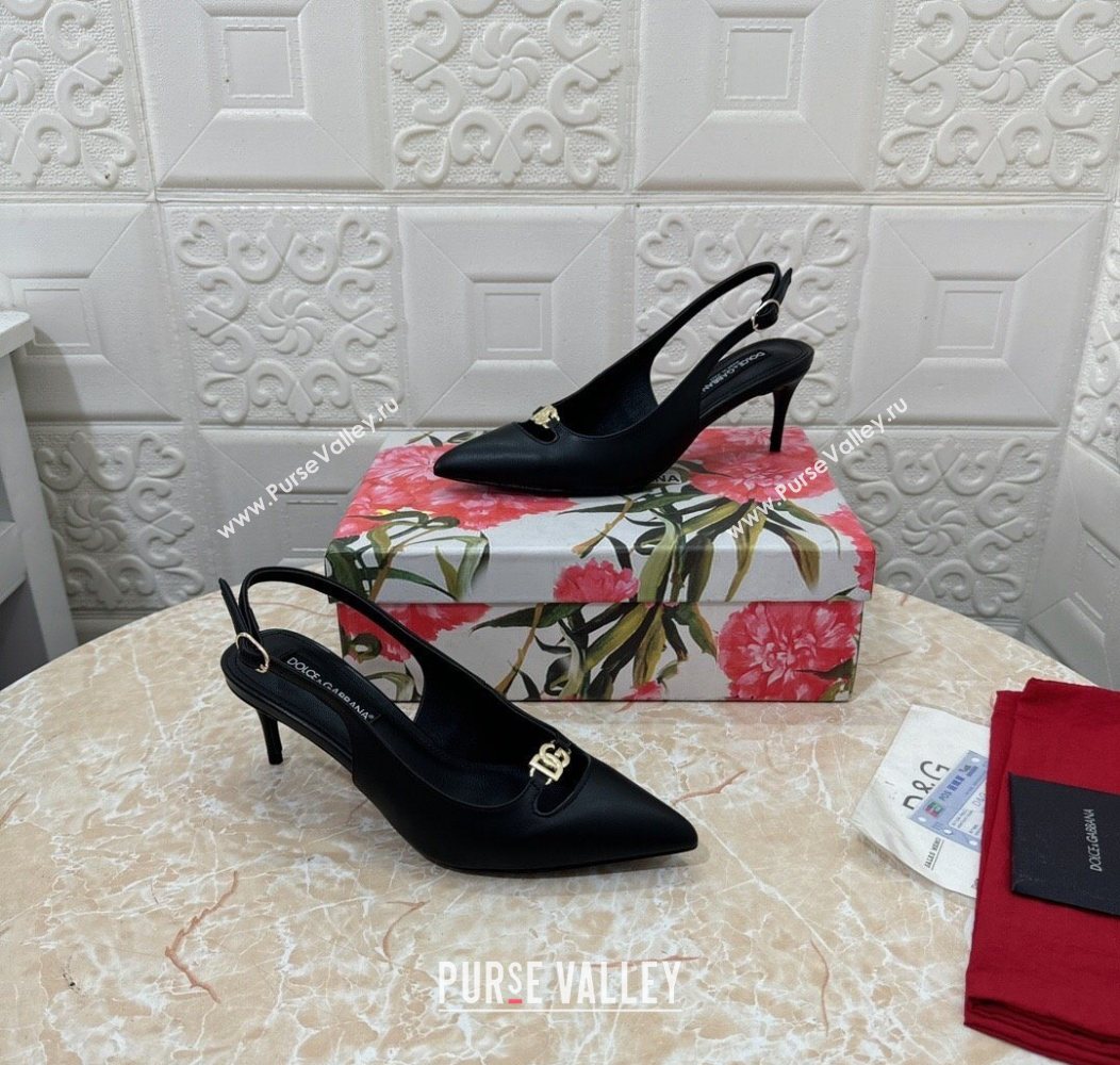 Dolce Gabbana Lollo Nappa Leather slingbacks Pump 6.5cm Black 2025 DG121106 (MD-251211103)