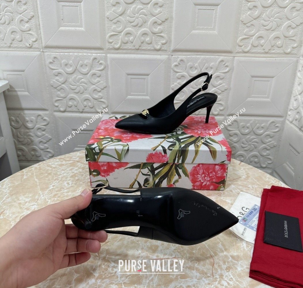 Dolce Gabbana Lollo Nappa Leather slingbacks Pump 6.5cm Black 2025 DG121106 (MD-251211103)