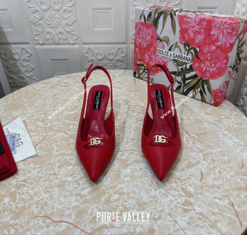 Dolce Gabbana Lollo Nappa Leather slingbacks Pump 6.5cm Red 2025 DG121106 (MD-251211104)