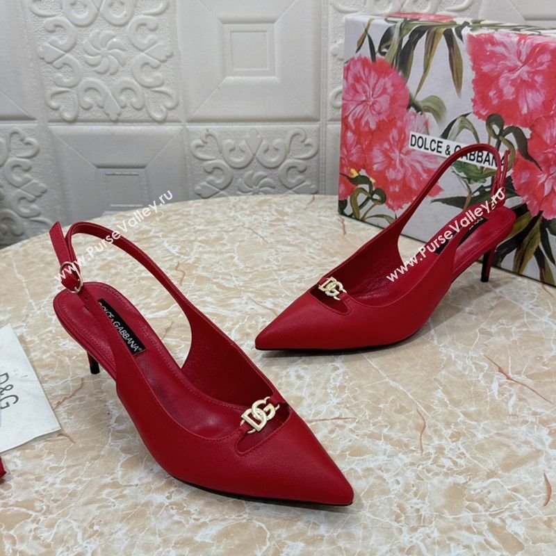 Dolce Gabbana Lollo Nappa Leather slingbacks Pump 6.5cm Red 2025 DG121106 (MD-251211104)