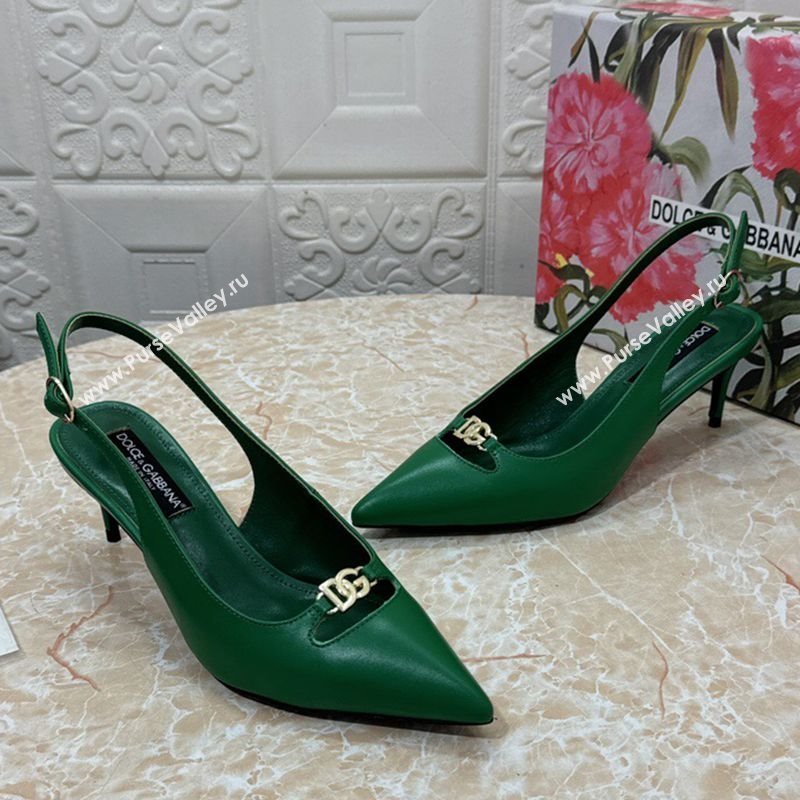 Dolce Gabbana Lollo Nappa Leather slingbacks Pump 6.5cm Green 2025 DG121106 (MD-251211100)
