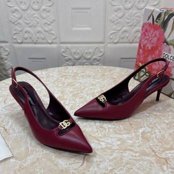 Dolce Gabbana Lollo Nappa Leather slingbacks Pump 6.5cm Dark Burgundy 2025 DG121106 (MD-251211101)
