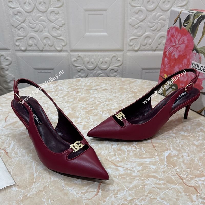 Dolce Gabbana Lollo Nappa Leather slingbacks Pump 6.5cm Dark Burgundy 2025 DG121106 (MD-251211101)
