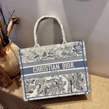 Dior Small Book Tote Bag in Blue Gradient Toile de Jouy Embroidery 2021 120141 (XXG-21120141)