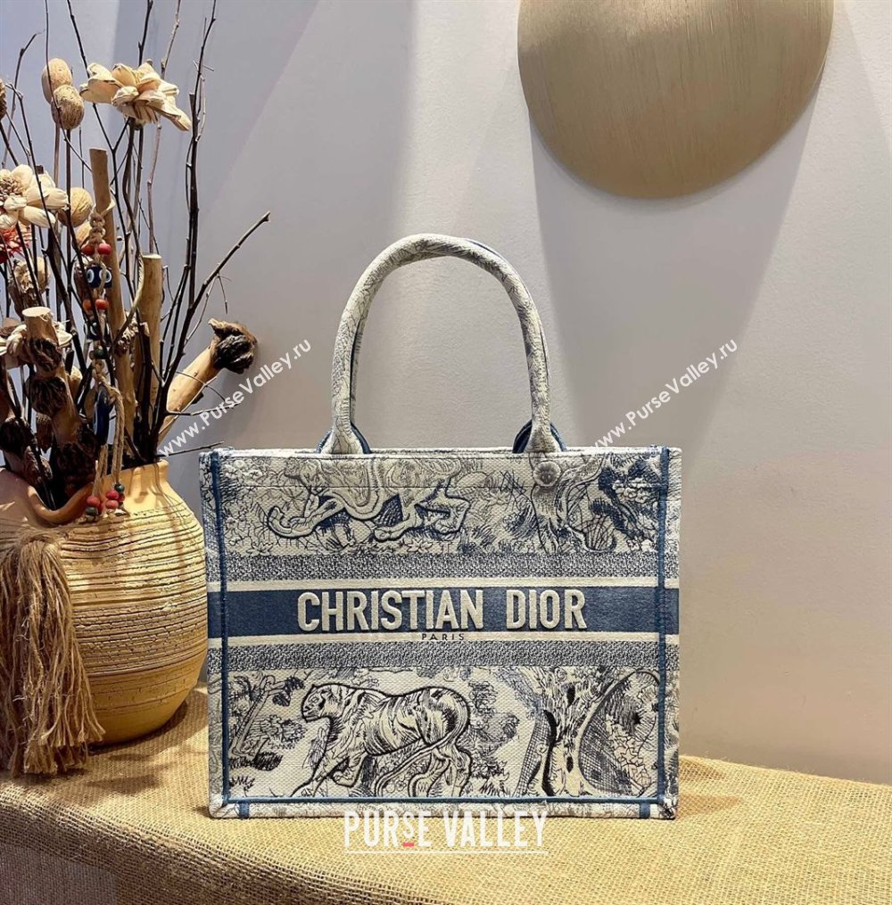 Dior Large Book Tote Bag in Blue Gradient Toile de Jouy Embroidery 2021 120142 (XXG-21120142)