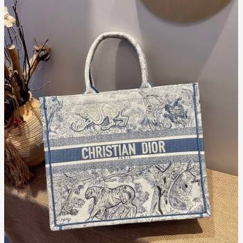 Dior Large Book Tote Bag in Blue Gradient Toile de Jouy Embroidery 2021 120142 (XXG-21120142)