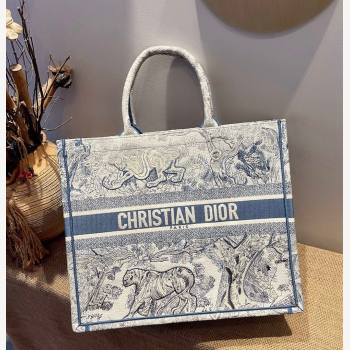 Dior Large Book Tote Bag in Blue Gradient Toile de Jouy Embroidery 2021 120142 (XXG-21120142)