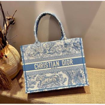 Dior Small Book Tote Bag in Blue Toile de Jouy Embroidery 2021 120147 (XXG-21120147)