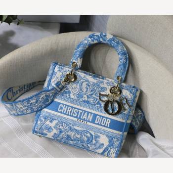 Dior Medium Lady Dior Bag in Cornflower Blue Toile de Jouy Embroidery 2021 (XXG-21120152)