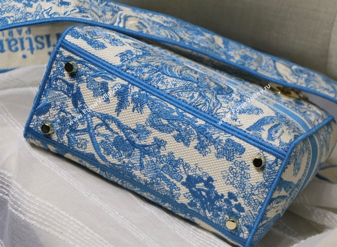 Dior Medium Lady Dior Bag in Cornflower Blue Toile de Jouy Embroidery 2021 (XXG-21120152)